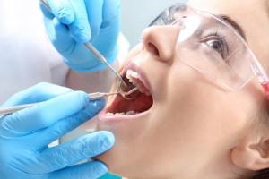 Dental patient being examined